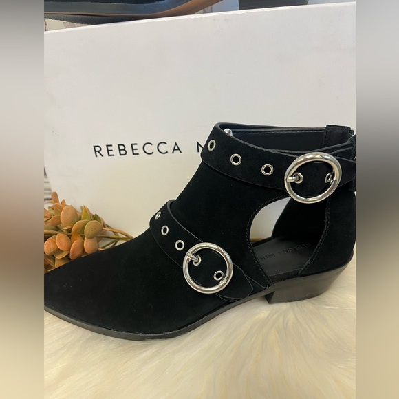 Rebecca Minkoff Kianna Black Suede Booties Size 8 1/2 - Picture 2 of 7